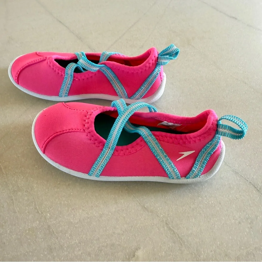 Speedo Kids Pink Blue Mary Jane Water Shoes Girls Size M 7-8